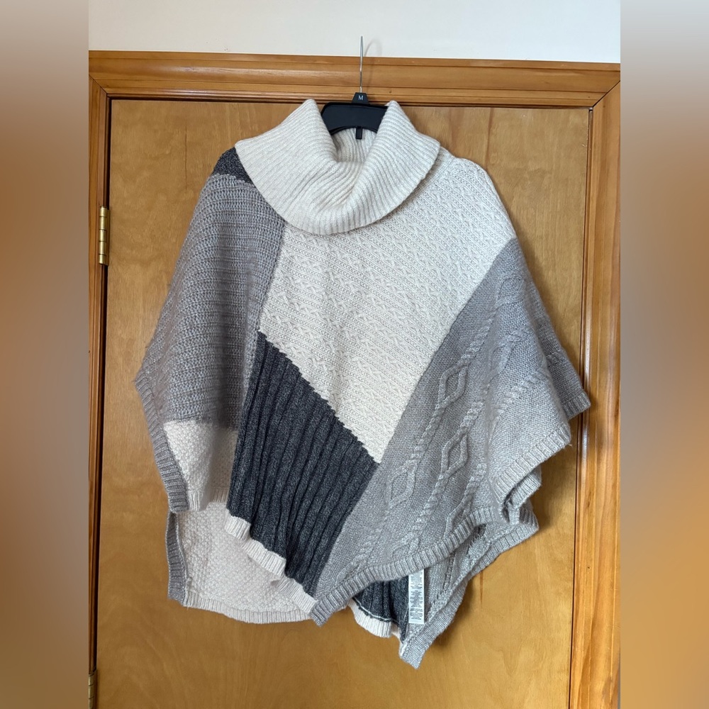 White House Black Market Patchwork Knit Poncho